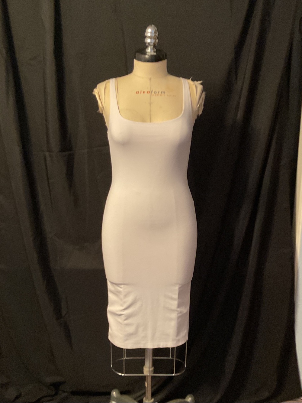 Scoop Neck White Bodycon Dress - Women